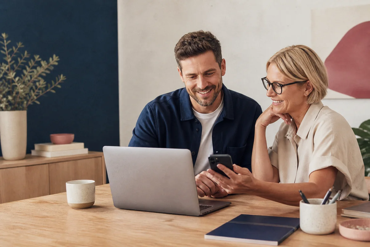 A web professional helping a business owner manage website updates